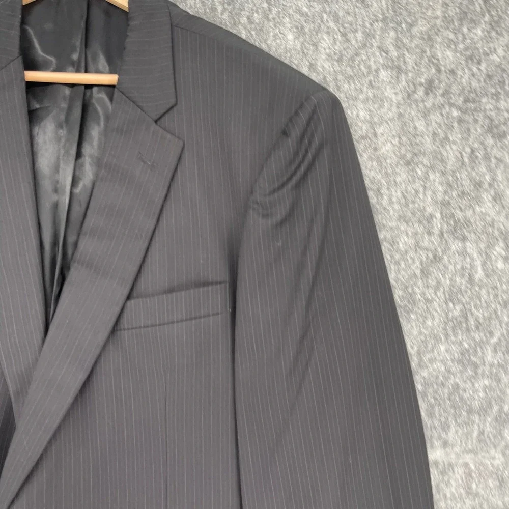 John Varvatos Blazer 42L Mens Pinstripe Black Two Button Suit Jacket